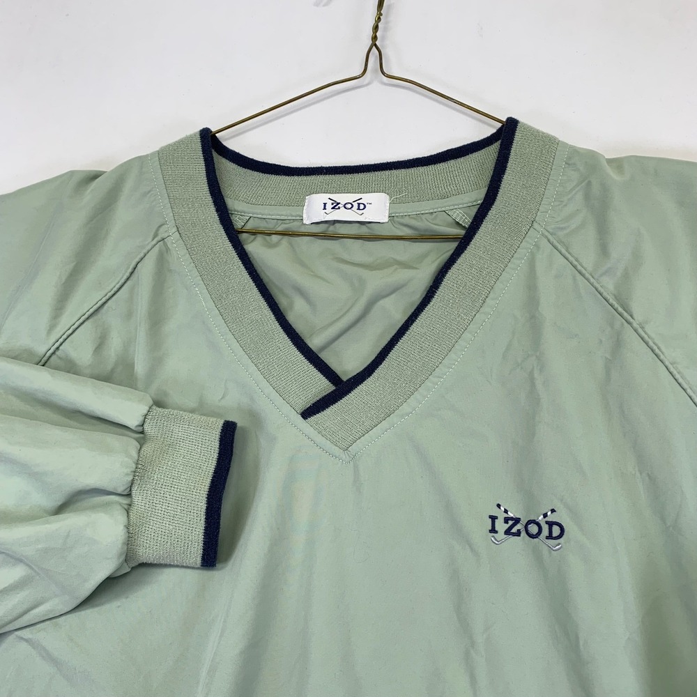 Vintage IZOD Golf Winbreaker Jacket Xl/XXL? V Neck Long Sleeve Pullover Bomber